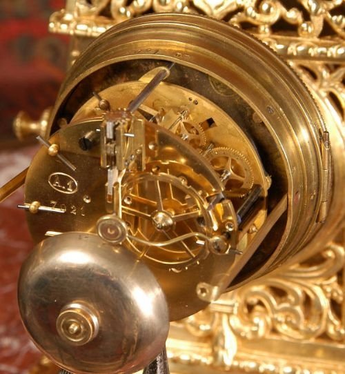 fig 4. Japy Freres Gothic Brass Table Clock, French - Circa 1870 
